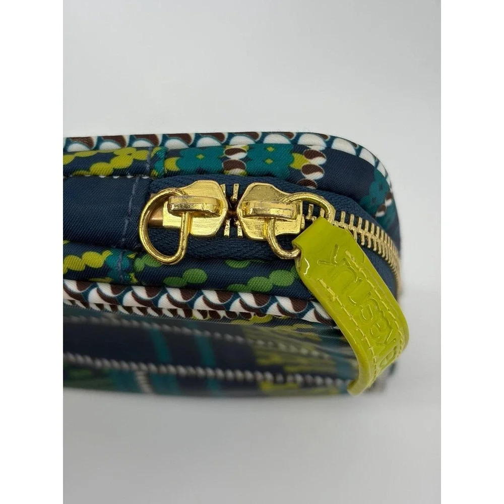Sonia Kashuk Blue/Teal/Green Cosmetic Case Small Zip Organizer, Plaid Bag Pouch